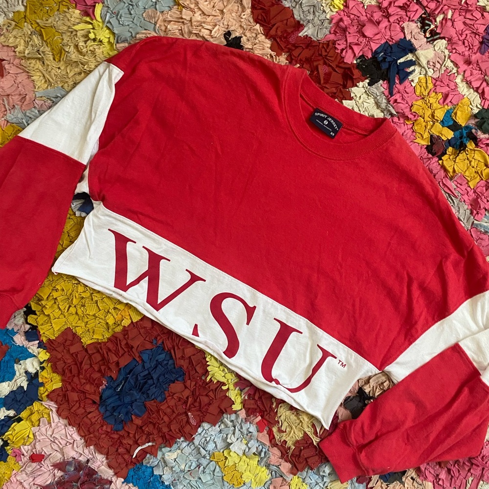 Red and White WSU Women's Cropped Top